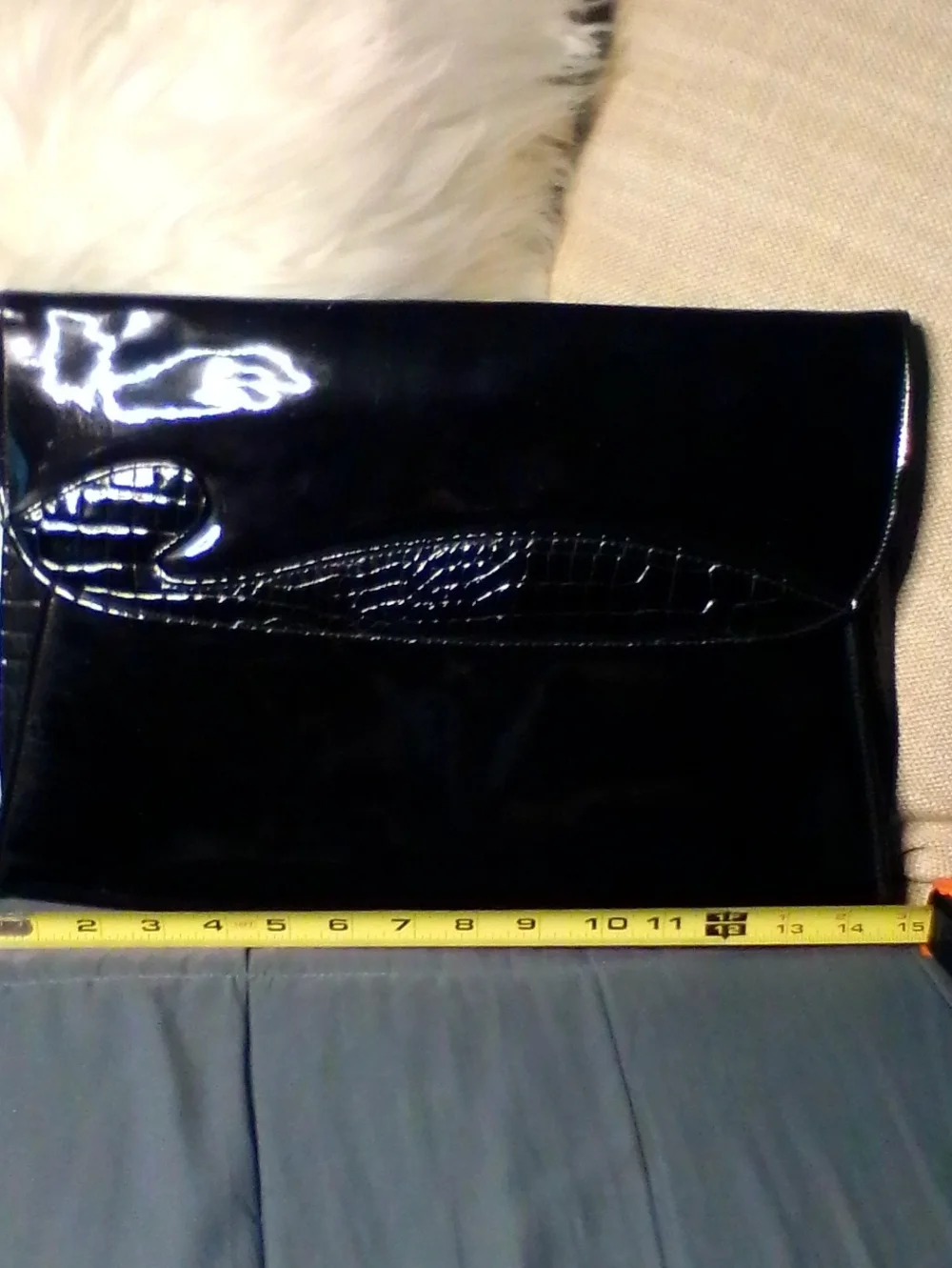Vintage Black Large Patent Leather Document Clutch